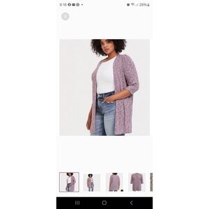Torrid Womens Tweed Open Front Cardigan Size 3/4 Burgundy Purple